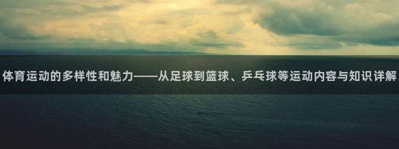 杏宇体育用品：体育运动的多样性和魅力——从足球到篮球、乒乓球等运动内容与知识详解